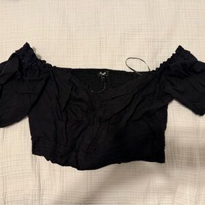 Express Black Off-Shoulder Crop Top